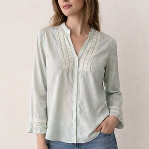 Prana Babydoll Top Women's Large Y2K Mint Green Light weight Cottage Core Fem